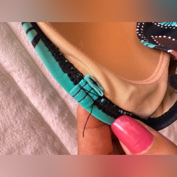 CEEB Womans 14 One Piece Swimsuit MissingRemovable Straps Teal & Purple Pattern - Picture 11 of 11